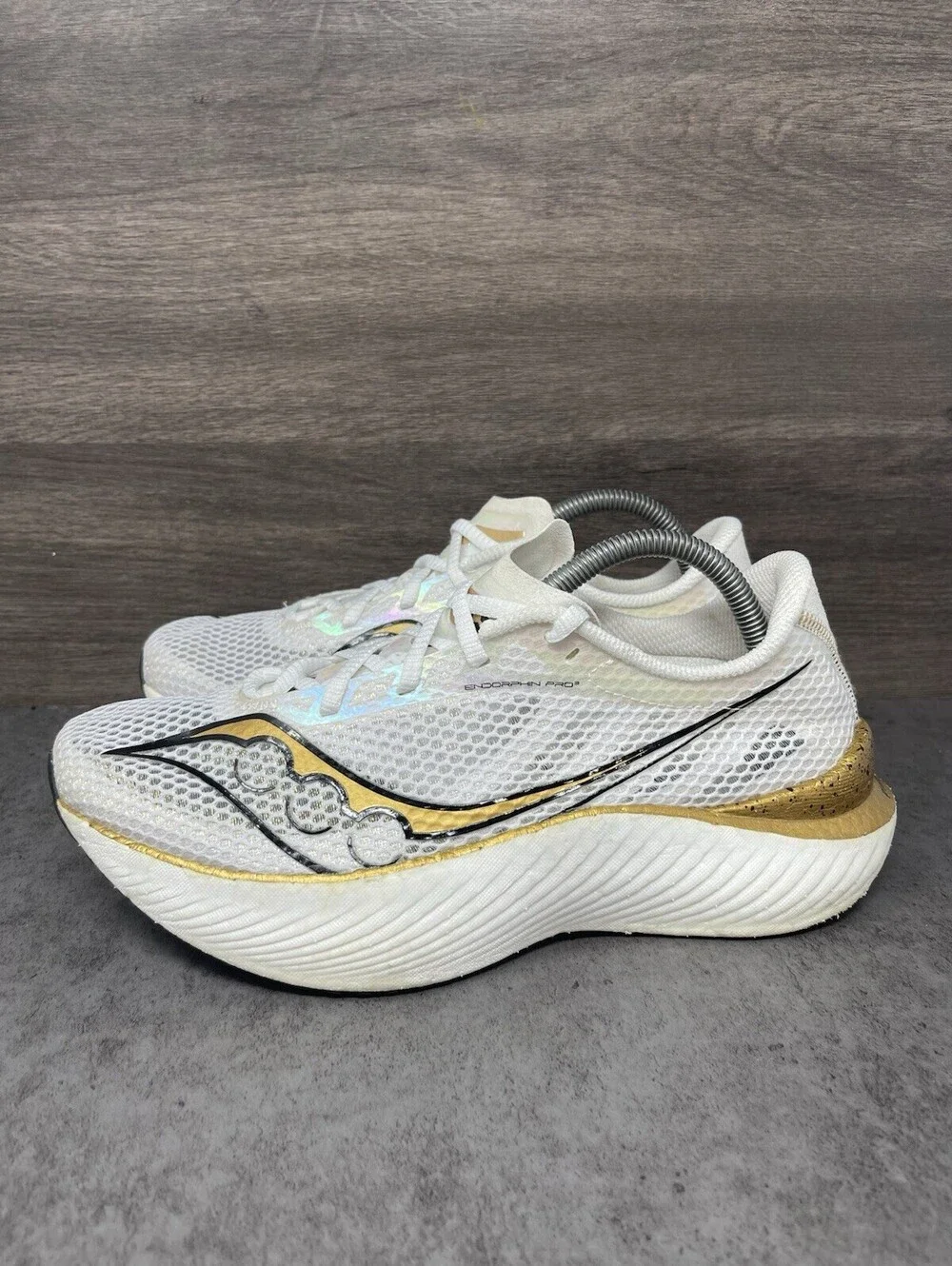 Saucony Endorphin Pro 3 Size 10 Womens White Gold Carbon Plate Running Shoes
